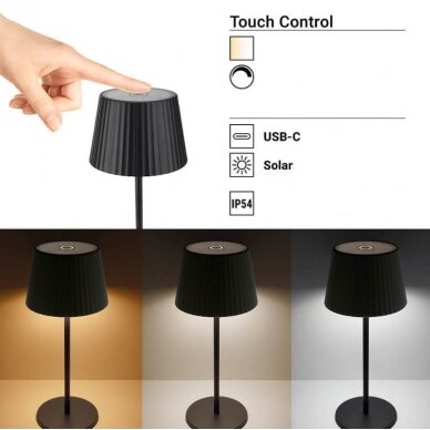 LED Rechargeable Solar Table Lamp, 2.5W, Chrome 2