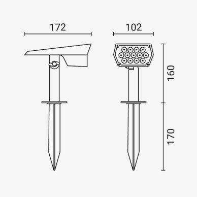 LED saulės šviestuvas 2W, įsmeigiamas, šilta balta šviesa 3