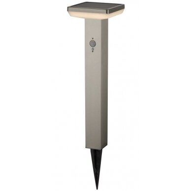 LED Solar Lawn Lamp, 4.4W, Spike, Brushed Aluminium, PIR Sensor, Warm Light