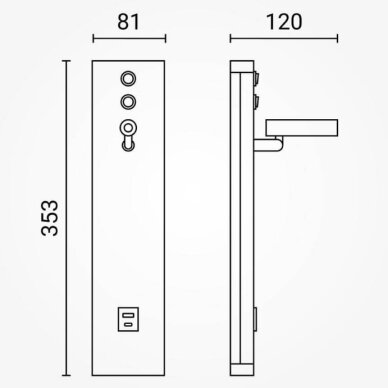 LED Wall Light, 11W, ON/OFF-Switch, USB, Black, Warm Light 6