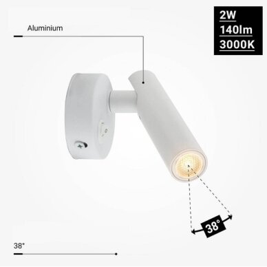 LED Cabinet Light, 2W, ON/OFF-Switch, White, Warm Light 3