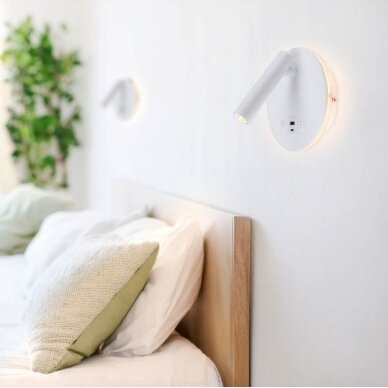 LED Wall Light, 8W, ON/OFF-Switch, USB, White, Neutral Light 5