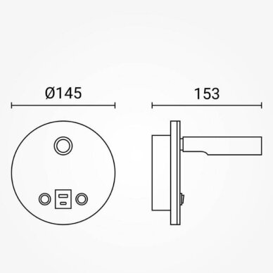 LED Wall Light, 8W, ON/OFF-Switch, USB, White, Warm Light 6