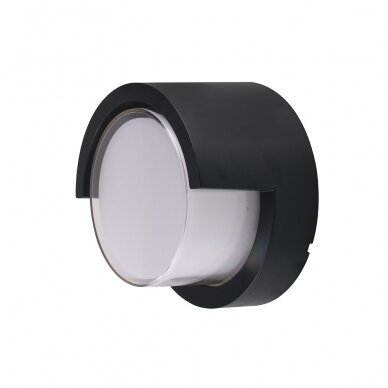 LED Wall Light, Black, Round, 12W, Warm Light