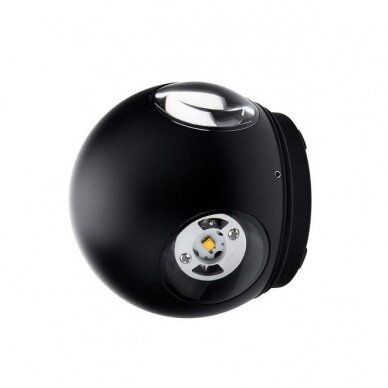 LED Wall Light, Black, Round, 4 LEDs, 4W, Warm Light