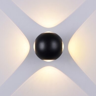 LED Wall Light, Black, Round, 4 LEDs, 4W, Warm Light 2