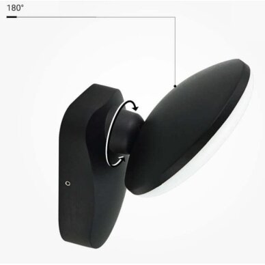 LED sieninis šviestuvas, juodas, apvalus, pasukamas, 12W, šilta balta šviesa 2