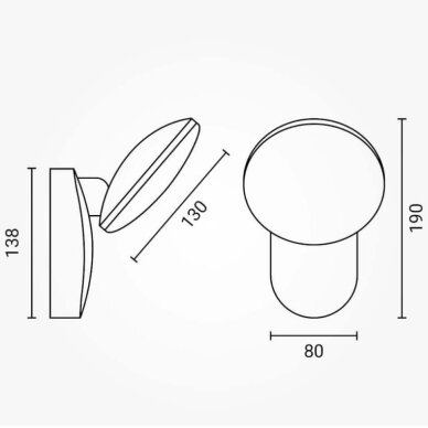 LED sieninis šviestuvas, juodas, apvalus, pasukamas, 12W, šilta balta šviesa 4 LED sieninis šviestuvas, juodas, apvalus, pasukamas, 12W, šilta balta šviesa 4