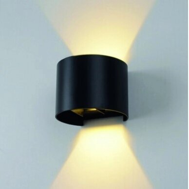 LED sieninis šviestuvas, juodas, apvalus, reguliuojamas spindulys, 6W, šilta balta šviesa 1 LED sieninis šviestuvas, juodas, apvalus, reguliuojamas spindulys, 6W, šilta balta šviesa 1