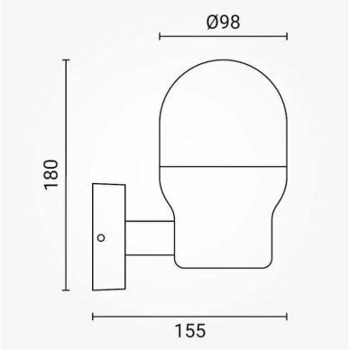 LED Wall Lamp, 1xЕ27, Upward, Black 3