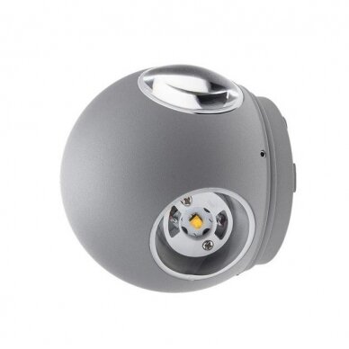 LED Wall Light, Grey, Round, 4 LEDs, 4W, Warm Light