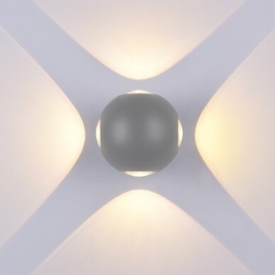 LED Wall Light, Grey, Round, 4 LEDs, 4W, Warm Light 2