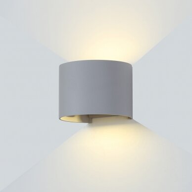 LED Wall Light, Grey, Round, Adjustable Beam, 6W, Warm Light
