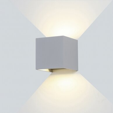 LED sieninis šviestuvas, pilkas, kvadratinis, reguliuojamas spindulys, 6W, šilta balta šviesa 3 LED sieninis šviestuvas, pilkas, kvadratinis, reguliuojamas spindulys, 6W, šilta balta šviesa 3