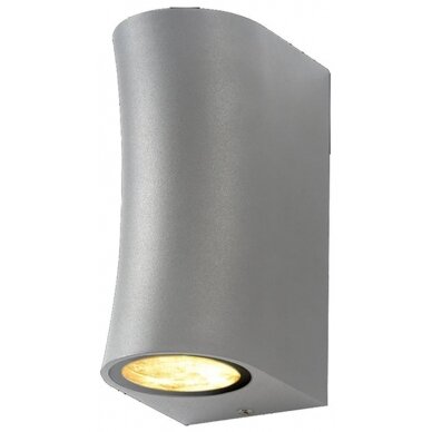 LED Wall Lamp, Silver, Curved Cylinder, 2 Sockets, Max 35W