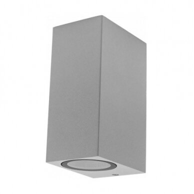 LED Wall Lamp, Silver, Rectangular, 2 Sockets, Max 35W 1