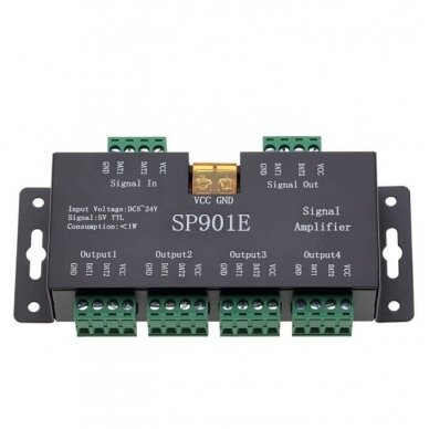 LED SPI stiprintuvas SP901E, 5-24V, 2x4 SPI 1
