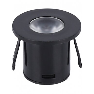 LED šviestuvas, apvalus, juodas, 1W, šilta balta šviesa