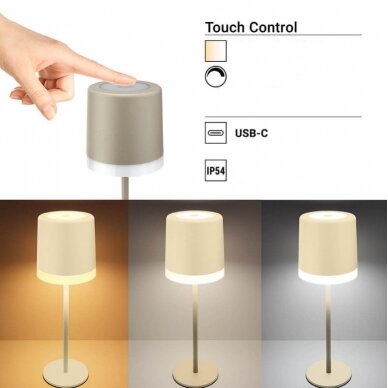 LED Rechargeable Table Lamp, 2.5W, CCT 3000K-6000K 1