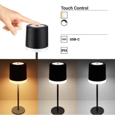 LED Rechargeable Table Lamp, 2.5W, Chrome 1