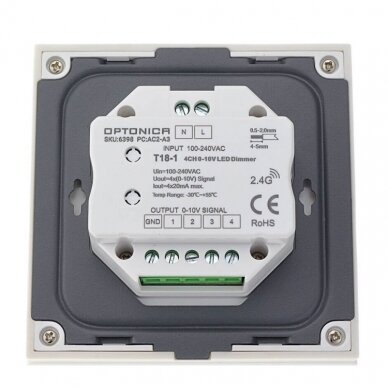 LED šviesos ryškumo reguliavimo panelė/valdiklis, 4 zonos, 3 scenos, sieninė, sensorinė, balta 2 LED šviesos ryškumo reguliavimo panelė/valdiklis, 4 zonos, 3 scenos, sieninė, sensorinė, balta 2