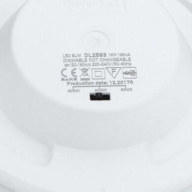 LED Slim Downlight, 12W, Dimmable, CCT 3000K-6000K 2