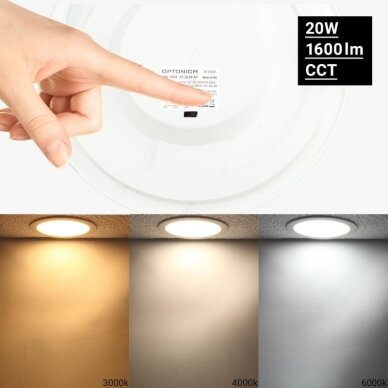 LED šviestuvas, 20W, plonas, temdomas, CCT 3000K-6000K 4