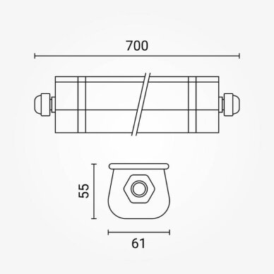LED Tri-Proof Fixture, 20W, 60cm, White Light, IP65, Linkable 3
