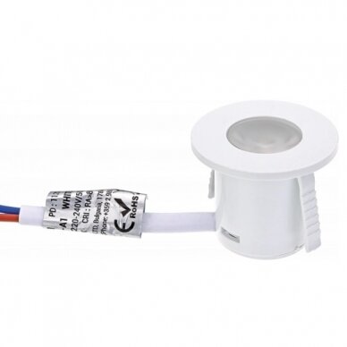 LED Cabinet Light, Round, White, 1W, Warm Light 1