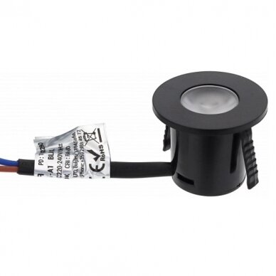 LED šviestuvas, apvalus, juodas, 1W, šilta balta šviesa 1