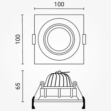LED Downlight, Square, Build-In, 8W, Warm Light 3