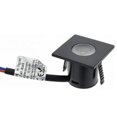 LED šviestuvas, kvadratinis, juodas, 1W, šilta balta šviesa 1