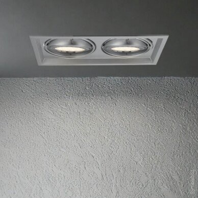 LED Downlight, Rectangular, Silver, 2 Rings, Adjustable 1