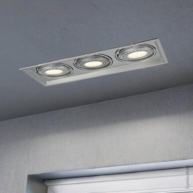 LED Downlight, Rectangular, Silver, 3 Rings, Adjustable 1
