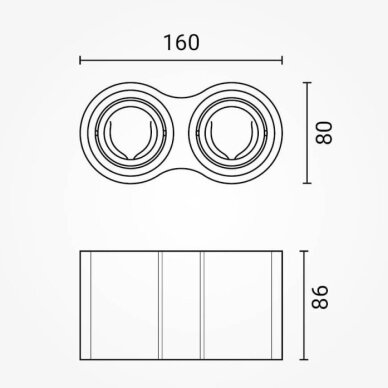 LED taškinis šviestuvas, 2xGU10, juodas 4