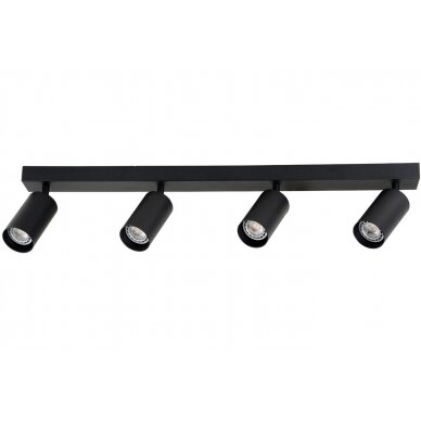 LED Spotlight Fixture, Four Heads, Black