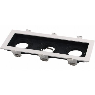 LED Spotlight Fixture, Square, 3 Sockets, White/Black