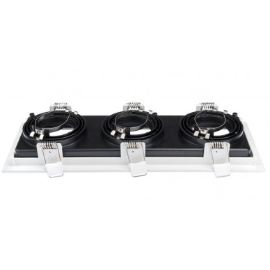 LED Spotlight Fixture, Square, 3 Sockets, White/Black 1