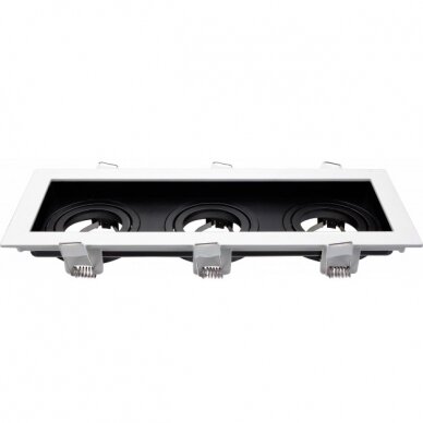 LED Spotlight Fixture, Square, 3 Sockets, White/Black 2