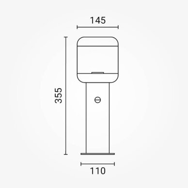 LED Lawn Lamp, E27, IP54, PIR Sensor, 35cm 3