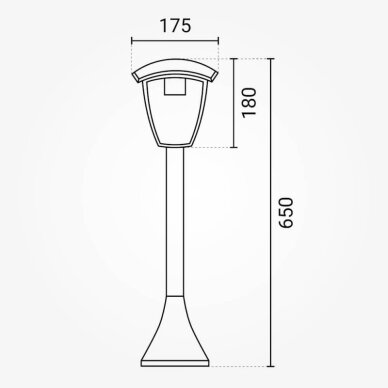 LED vejos lempa, 60cm, matinė, juoda 2