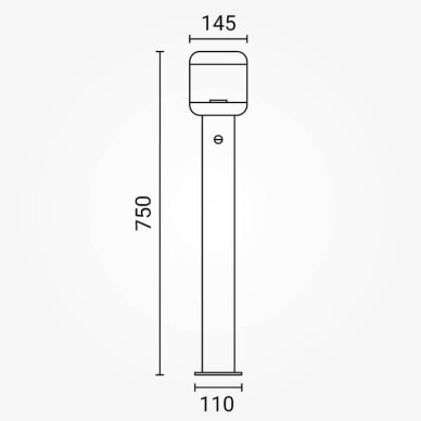 LED Lawn Lamp, E27, IP54, PIR Sensor, 75cm 3