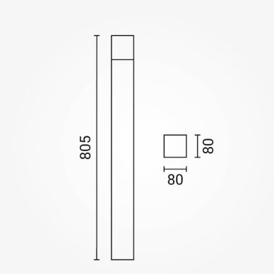 LED Lawn Lamp, 80cm, Dark Grey 2