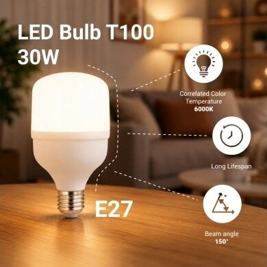LED Bulb E27 T100 30W, White Light 3