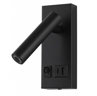 LED sieninis šviestuvas, 2W, ON/OFF jungiklis, USB, juodas, šilta balta šviesa LED sieninis šviestuvas, 2W, ON/OFF jungiklis, USB, juodas, šilta balta šviesa