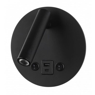 LED sieninis šviestuvas, 8W, ON/OFF jungiklis, USB, juodas, neutrali balta šviesa LED sieninis šviestuvas, 8W, ON/OFF jungiklis, USB, juodas, neutrali balta šviesa