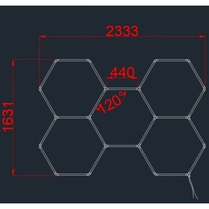 LED korys (hexagon), 5HEX, 192W, šalta balta šviesa 3