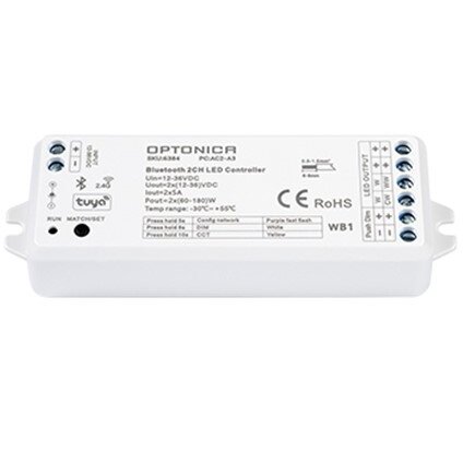 LED pastovios įtampos maitinimo valdiklis, 12-36V, 5A/kan., 2 kanalai, nuotolinis valdymas LED pastovios įtampos maitinimo valdiklis, 12-36V, 5A/kan., 2 kanalai, nuotolinis valdymas