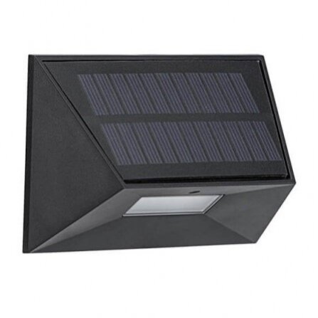LED saulės sieninis šviestuvas, juodas, 0.5W, šilta balta šviesa 1
