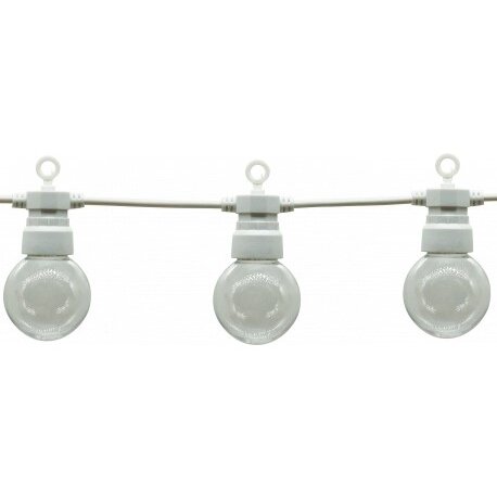 LED lauko girlianda, balta, 13m, 20 lizdų, 6W, šilta balta šviesa